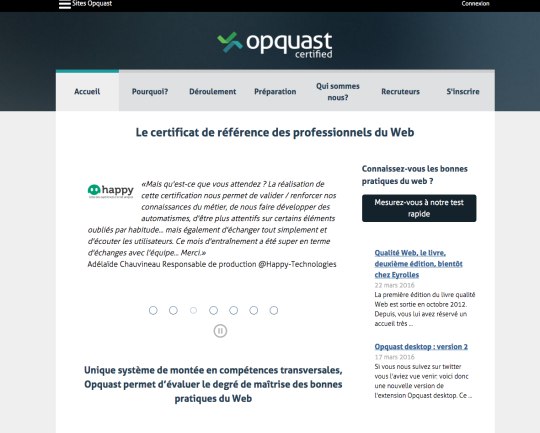 Certification et formation de qualité web de Opquast